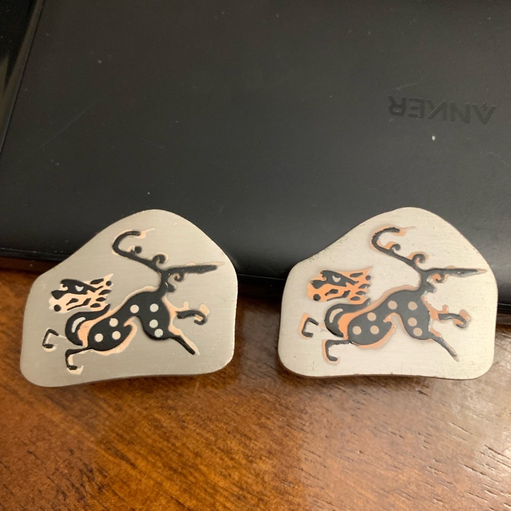 SWANK Silver and Black Artistic Cuff Links
